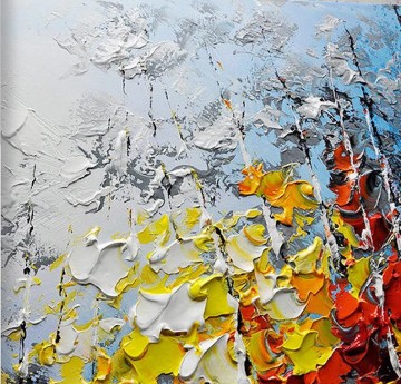 Texturizado Painting - Detalle de bosque colorido de cielo azul por textura de espátula